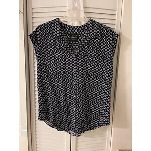 Jachs GirlFriend NY Collared Sleeveles 100% Rayon Black&Cream Geometric A+